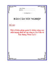 Đề tài Một số biện pháp quản lý nhằm nâng cao chất lượng thiết kế tại công ty Tư Vấn và Xây Dựng Thuỷ Lợi 2