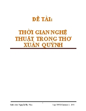 Đề tài Thời gian nghệ thuật trong thơ Xuân Quỳnh