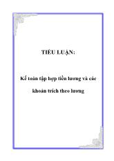 Kế toán tập hợp tiền lương và các khoản trích theo lương
