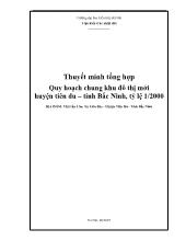 Thuyết minh Quy hoạch chung khu đô thị mới huyện Tiên Du – Tỉnh Bắc Ninh, tỷ lệ 1/2000