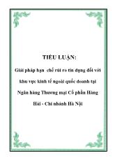 Tiểu luận Giải pháp hạn chế rủi ro tín dụng đối với khu vực kinh tế ngoài quốc doanh ở Ngân hàng Thương mại Cổ phần Hàng Hải - Chi nhánh Hà Nội