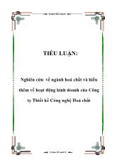 Tiểu luận Nghiên cứu về ngành hoá chất và hiểu thêm về hoạt động kinh doanh của Công ty Thiết kế Công nghệ Hoá chất
