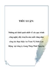 Tiểu luận Những nét khái quát nhất về các quy trình công nghệ, dây truyền sản xuất cũng như công tác thực hiện An Toàn Vệ Sinh Lao Động tại công ty Gang Thép Thái Nguyên