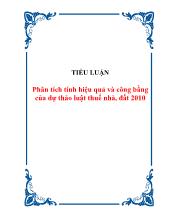 Tiểu luận Phân tích tính hiệu quả và công bằng của dự thảo luật thuế nhà, đất 2010