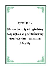 Tiểu luận Thực tập tại ngân hàng nông nghiệp và phát triển nông thôn Việt Nam – Chi nhánh Láng Hạ