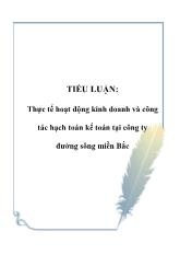 Tiểu luận Thực tế hoạt động kinh doanh và công tác hạch toán kế toán tại công ty đường sông miền Bắc