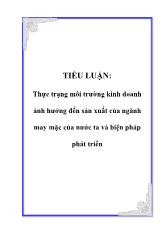 Tiểu luận Thực trạng môi trường kinh doanh ảnh hưởng đến sản xuất của ngành may mặc của nước ta và biện pháp phát triển