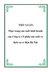 Tiểu luận Thực trạng sản xuất kinh doanh tại Công ty Cổ phần sản xuất và dịch vụ cơ điện Hà Nội