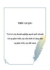 Tiểu luận Vai trò của doanh nghiệp ngoài quốc doanh với sự phát triển của nền kinh tế cũng như sự phát triển của đất nước
