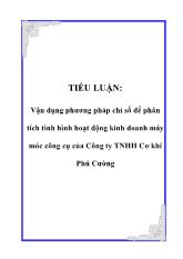 Vận dụng phương pháp chỉ số để phân tích tình hình hoạt động kinh doanh máy móc công cụ của Công ty TNHH Cơ khí Phú Cường