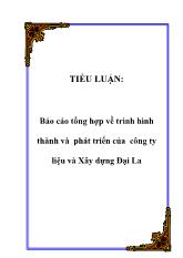 Báo cáo Tổng hợp về trình hình thành và phát triển của công ty liệu và Xây dựng Đại La
