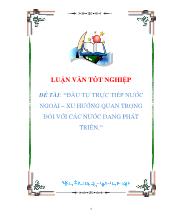 Đầu tư trực tiếp nước ngoài – Xu hướng quan trọng đối với các nước đang phát triển