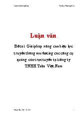Đề tài Giải pháp nâng cao hiệu lực truyền thông marketing các công cụ quảng cáo trực tuyến tại công ty TNHH Taka Việt Nam