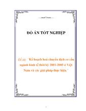 Đề tài Kế hoạch hoá chuyển dịch cơ cấu ngành kinh tế thời kỳ 2001 - 2005 tại Việt Nam và các giải pháp thực hiện