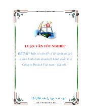 Đề tài Một số vấn đề về lữ hành du lịch và tình hình kinh doanh lữ hành quốc tế tại Công ty Du lịch Việt nam - Hà nội