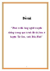Đề tài Phát triển làng nghề truyền thống trong quá trình đô thị hóa ở huyện Từ Sơn, tỉnh Bắc Ninh