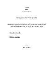 Đề tài Sự ảnh hưởng của cuộc khủng hoảng kinh tế thế giới năm 2008 đến đầu tư quốc tế vào Việt Nam