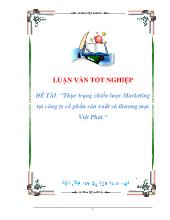 Đề tài Thực trạng chiến lược Marketing tại công ty cổ phần sản xuất và thương mại Việt Phát