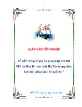 Đề tài Thực trạng và giải pháp thu hút FDI từ Hoa Kỳ vào tỉnh Hà Tây trong điều kiện hội nhập kinh tế quốc tế
