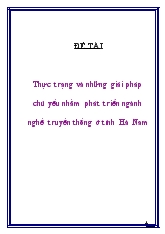 Đề tài Thực trạng và những giải pháp chủ yếu nhằm phát triển ngành nghề truyền thống ở tỉnh Hà Nam