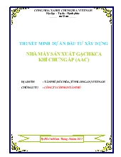Dự án đầu tư xây dựng nhà máy sản xuất gạch KAC khí chưng áp (ACC) Tân Phú, Đức Hòa, tỉnh Long An, Việt Nam