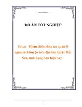 Hoàn thiện công tác quản lý ngân sách huyện trên địa bàn huyện Bắc Sơn, tỉnh Lạng Sơn hiện nay