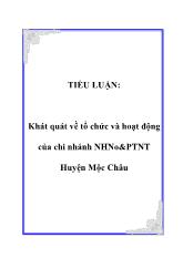 Khát quát về tổ chức và hoạt động của chi nhánh ngân hàng nông nghiệp và phát triển nông thôn Huyện Mộc Châu