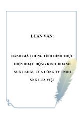 Luận văn Đánh giá chung tình hình thực hiện hoạt động kinh doanh xuất khẩu của công ty TNHH xuất nhập khẩu Lửa Việt
