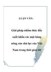 Luận văn Giải pháp nhằm thúc đẩy xuất khẩu các mặt hàng nông sản chủ lực của Việt Nam trong thời gian tới