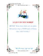 Luận văn Hoàn thiện chính sách sản phẩm Inbound tại công ty TNHH Quốc tế Hoàng Cầu (IGB TOURS)