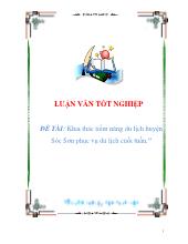 Luận văn Khai thác tiềm năng du lịch huyện Sóc Sơn phục vụ du lịch cuối tuần