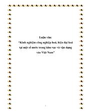 Luận văn Kinh nghiệm công nghiệp hoá, hiện đại hoá tại một số nước trong khu vực và vận dụng vào Việt Nam