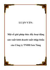 Luận văn Một số giải pháp thúc đẩy hoạt động sản xuất kinh doanh xuất nhập khẩu của Công ty TNHH Sơn Tùng