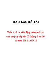 Luận văn Phân tích sự biến động về doanh thu của công ty cổ phần xi măng bỉm sơn từ năm 2004 tới 2012
