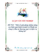 Một số giải pháp nhằm nâng cao hiệu quả kinh doanh Lữ Hành tại công ty đầu tư thương mại và dịch vụ thắng lợi