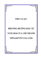 Phương hướng đầu tư năm 2010 của chi nhánh ngân hàng nông nghiệp và phát triển nông thôn Gia Lâm