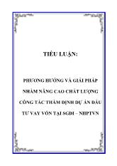 Phương hướng và giải pháp nhằm nâng cao chất lượng công tác thẩm định dự án đầu tư vay vốn tại sàn giao dịch ngân hàng phát triển Việt Nam