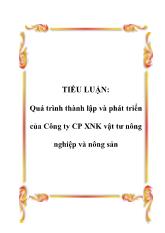 Quá trình thành lập và phát triển của Công ty CP xuất nhập khẩu vật tư nông nghiệp và nông sản