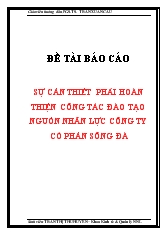 Sự cần thiết phải hoàn thiện công tác đào tạo nguồn nhân lực công ty cổ phần Sông Đà