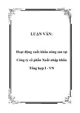 Tiểu luận Hoạt động xuất khẩu nông sản tại Công ty cổ phần Xuất nhập khẩu Tổng hợp I - Việt Nam