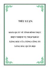 Tiểu luận Khái quát về tình hình thực hiện nhiệm vụ nhập khẩu xăng dầu của tổng công ty xăng dầu quân đội
