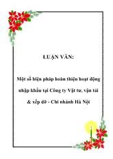 Tiểu luận Một số biện pháp hoàn thiện hoạt động nhập khẩu tại Công ty Vật tư, vận tải và xếp dỡ - Chi nhánh Hà Nội