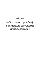 Tiểu luận Những thành tựu nỗi bật của nền kinh tế Việt Nam giai đoạn 1986 - 2012