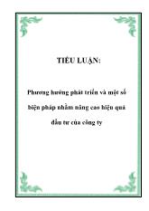 Tiểu luận Phương hướng phát triển và một số biện pháp nhằm nâng cao hiệu quả đầu tư của công ty