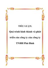 Tiểu luận Quá trình hình thành và phát triển của công ty của công ty TNHH Phú Bình