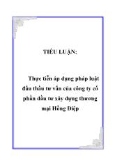 Tiểu luận Thực tiễn áp dụng pháp luật đấu thầu tư vấn tại công ty cổ phần đầu tư xây dựng thương mại Hồng Điệp