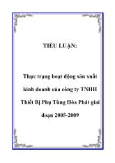 Tiểu luận Thực trạng hoạt động sản xuất kinh doanh của công ty TNHH Thiết Bị Phụ Tùng Hòa Phát giai đoạn 2005-2009