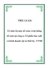 Tổ chức bộ máy kế toán và hệ thống kế toán tại công ty Cổ phần Sản xuất và Kinh doanh vật tư thiết bị - VVMI