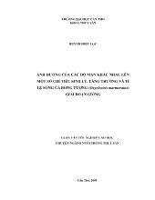 Ảnh hưởng của các độ mặn khác nhau lên một số chỉ tiêu sinh lý, tăng trưởng và tỷ lệ sóng cá bong tượng giai đoạn giống