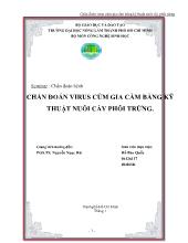 Đề tài Chẩn đoán virus cúm gia cầm bằng kỹ thuật nuôi cấy phôi trứng